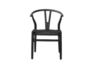 Picture of 21"×19.5"×31" WISHBONE Solid Wood Y Replica Chair (Black Frame-Black Seat) - Each