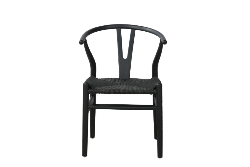 Picture of 21"×19.5"×31" WISHBONE Solid Wood Y Replica Chair (Black Frame-Black Seat) - Each