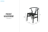Picture of 21"×19.5"×31"  WISHBONE Solid Wood Y Replica Chair (Black Frame-Black Seat) - 2 Chairs in 1 Carton