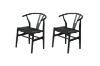 Picture of 21"×19.5"×31"  WISHBONE Solid Wood Y Replica Chair (Black Frame-Black Seat) - 2 Chairs in 1 Carton