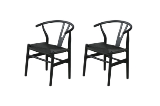 Picture of 21"×19.5"×31"  WISHBONE Solid Wood Y Replica Chair (Black Frame-Black Seat) - 2 Chairs in 1 Carton