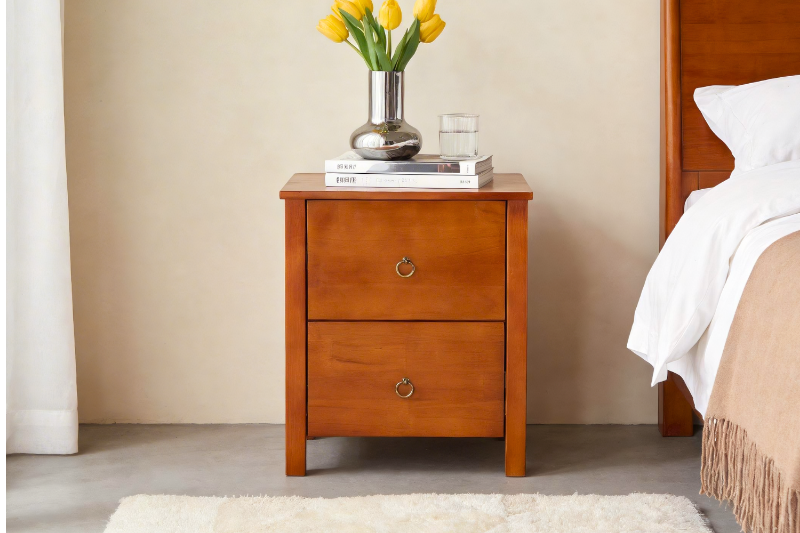 Picture of METRO 2-Drawer Solid Pine Wood Bedside Table  (Honey)