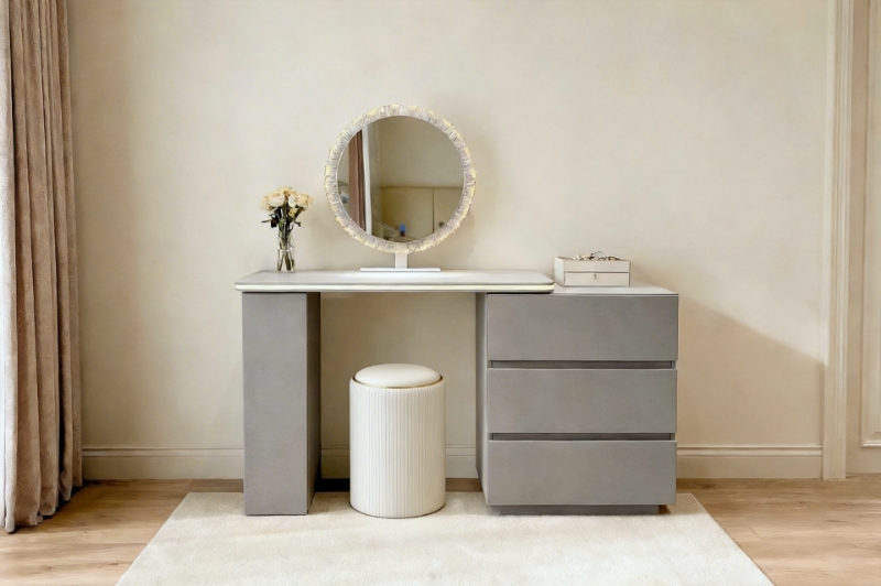 Picture of NOOK 3-Drawer Extension Dressing Table with LED Mirror and Makeup Stool Set