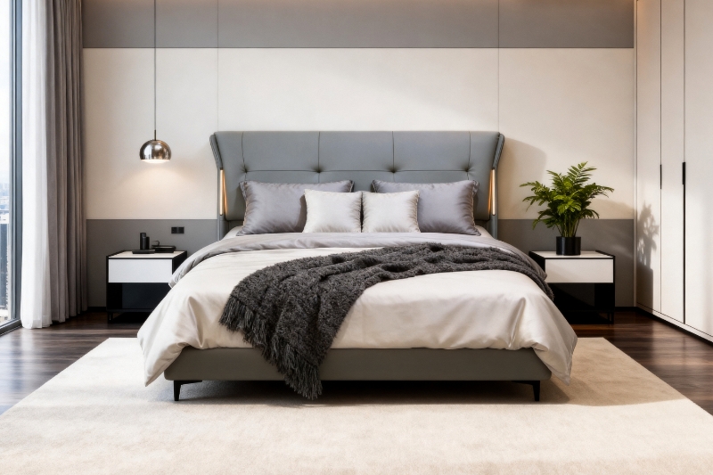 Picture of KIANA Air Leather Bed Frame with Integrated Touch LED Light in Queen/Eastern King Size