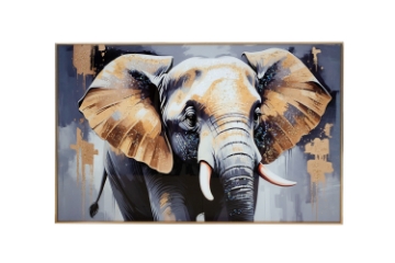Picture of 357-009 Decorative Wall Art with Golden Frame (35.5"x23.5") - Elephant 