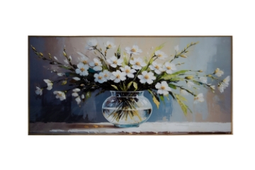 Picture of 357-010 Decorative Wall Art with Golden Frame (47"x23.5") - Bouquet