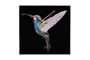 Picture of 357-012 Decorative Wall Art with Golden Frame (23.5"x23.5") - Hummingbird