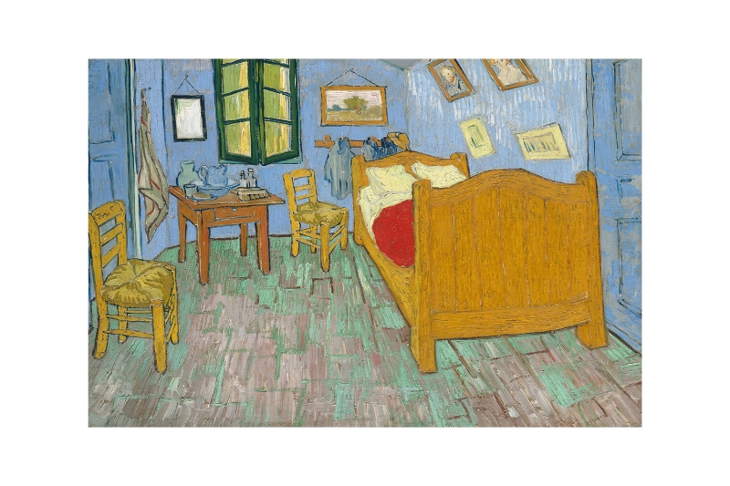 Picture of 367-003 Hand-Finished Canvas Decorative Wall Art (35.5"×23.5") - Bedroom in Arles (1888) by Vincent van Gogh