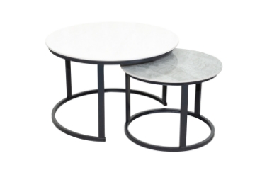 Picture of RADIUS Sintered Stone Table Top Nesting Coffee Table (Off White&Grey)