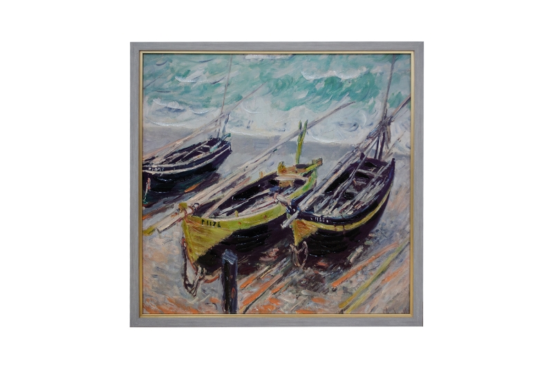 Picture of 367-007 Hand-Finished Canvas Decorative Wall Art (27.5"×27.5") - Three Fishing Boats (1886) by Claude Monet