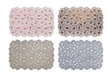 Picture of 371-026/027/028/029 Chrysanthemum Placemat in Pink/Brown/Blue & Gold/Blue & Silver