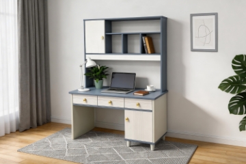 Picture of ZEAL 47" 2-Door 3-Drawer Study Desk with shelf