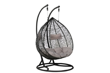 Picture of [FLOOR MODEL CLEARANCE] MALAM Outdoor Double Seat Rattan Hanging Egg Chair (Black) 