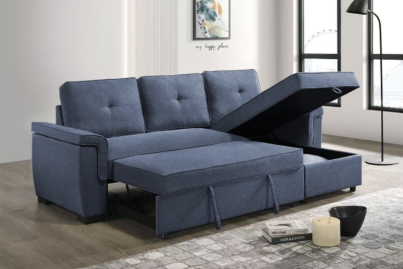 Picture of [FLOOR MODEL CLEARANCE]MATON Reversible Corner Sofa/Pull-Out Sofa Bed with Storage (Blue)