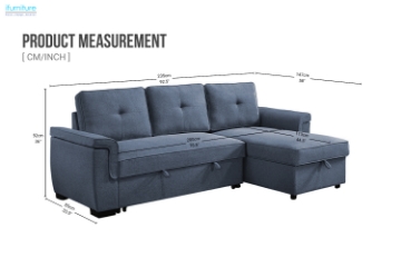 Picture of [FLOOR MODEL CLEARANCE]MATON Reversible Corner Sofa/Pull-Out Sofa Bed with Storage (Blue)