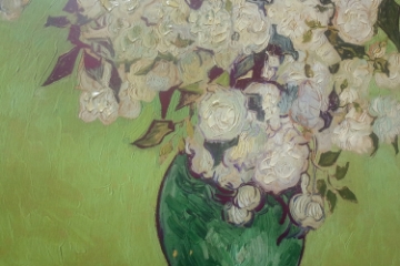 Picture of 367-002 Hand-Finished Canvas Decorative Wall Art (31.5"×47") - Still Life: Vase with Pink Roses (1890) by Vincent van Gogh