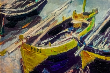 Picture of 367-007 Hand-Finished Canvas Decorative Wall Art (27.5"×27.5") - Three Fishing Boats (1886) by Claude Monet