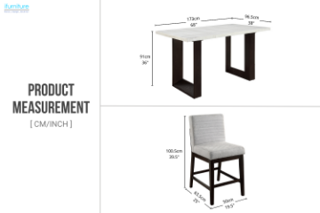 Picture of EDWYN 7PC 68" Marble Top Counter Height Table Set