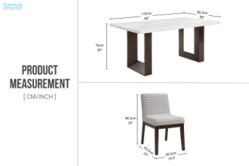 Picture of EDWYN 7PC 68" Marble Top Dining Set