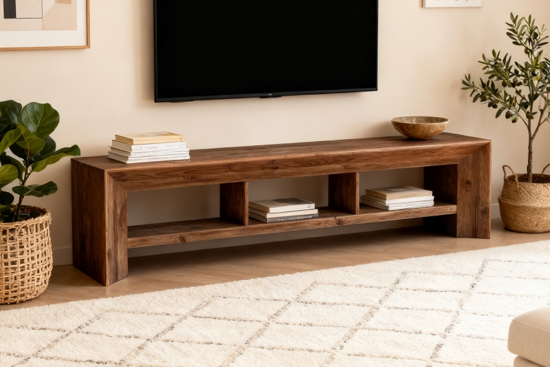 Picture of [FLOOR MODEL CLEARANCE] ROWAN 94.5" Reclaimed Pine Wood TV Stand