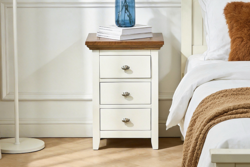 Picture of NOTTINGHAM 3-Drawer Solid Oak Nightstand (White)
