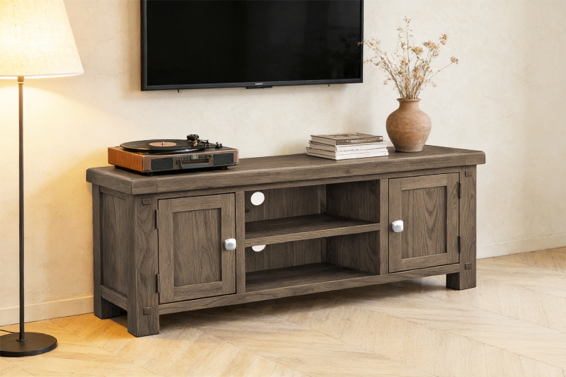 Picture of WESTMINSTER 47" Solid Oak 2-Door TV Stand (Walnut)