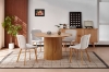 Picture of MESAS D47" Metal-Reinforced Pedestal Dining Table with Hidden Shelf