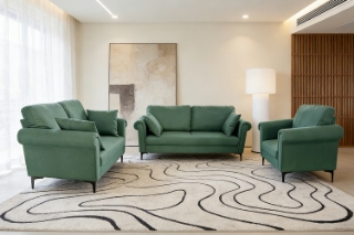 Picture of LUMA Fabric Sofa Range (Green) - Armchair + Loveseat + Sofa Set