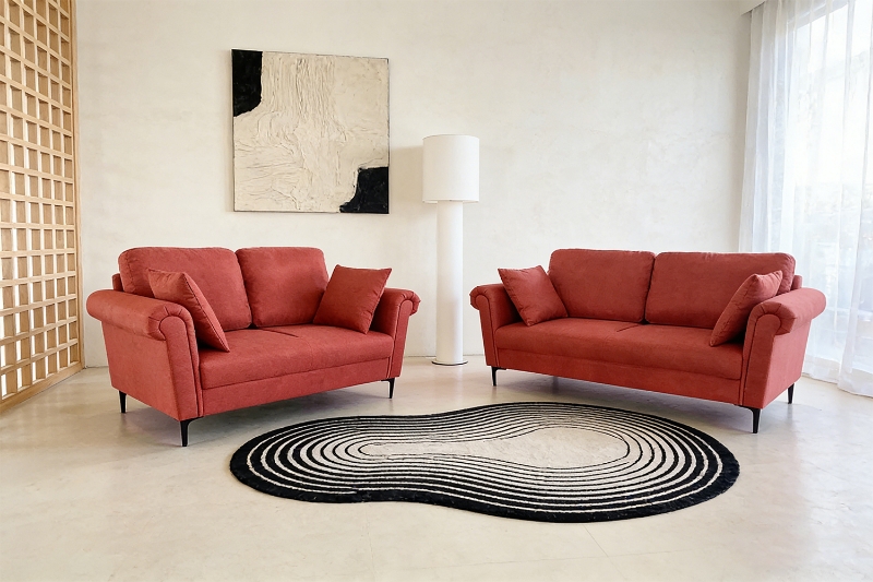 Picture of LUMA Fabric Sofa Range (Red) - Loveseat + Sofa Set