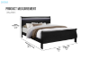 Picture of LOUIS Hevea Wood Bed Frame with LED Lighting Headboard in Eastern King Size (Black)