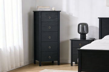 Picture of METRO Solid Pine 5 DRW Slimboy (Black)