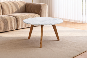 Picture of COPENHAGEN Solid Oak D19.7" Round Marble Coffee Table 