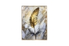 Picture of 357-007 Decorative Wall Art with Golden Frame (19.5"×27.5") - Golden White Feathers 