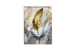Picture of 357-007 Decorative Wall Art with Golden Frame (19.5"×27.5") - Golden White Feathers 