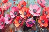 Picture of 357-019 Decorative Wall Art with Golden Frame (47"x23.5") - Red Flower