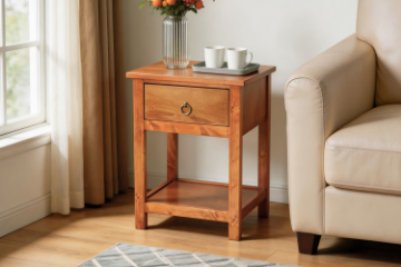 Picture of METRO Solid Pine Wood 1-Drawer Bedside Table (Caramel)