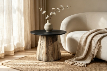Picture of BETA D23.6" Round Reclaimed Pine Wood Side Table