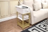 Picture of FOEGE 1-Drawer Side Table with 2-Tier Shelf & Power Outlet and USB Charger