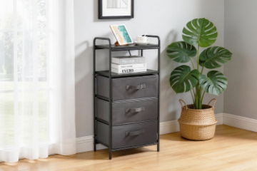 Picture of VERENA 3-Drawer Storage Fabric Cabinet with USB Charging Port & Power Outlet