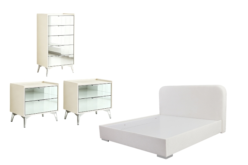 Picture of  MIRORA Mirrored Bedroom Combo Set - 4PC Queen