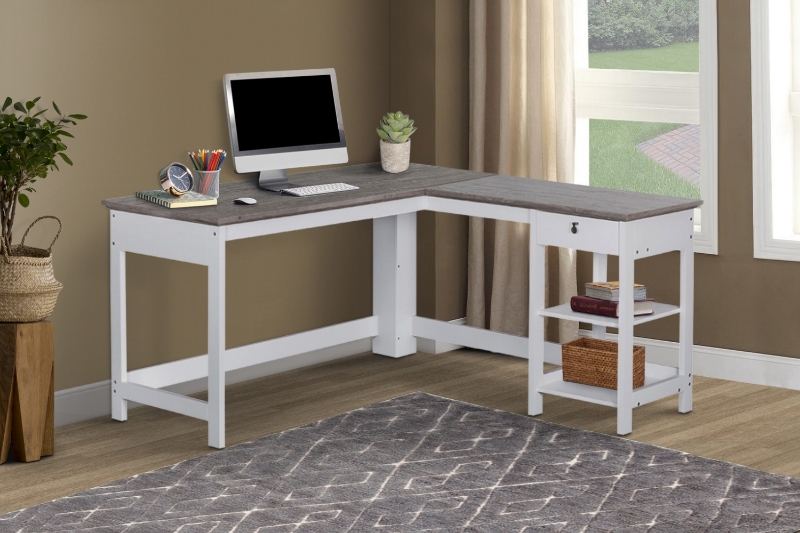 Picture of TIVON 59" L-shaped Desk with Drawer & Shelves
