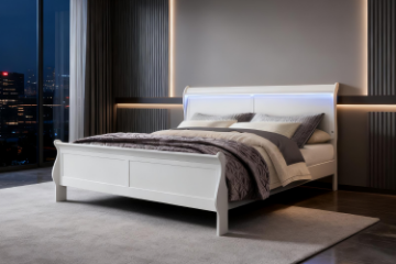 Picture of LOUIS Hevea Wood Bed Frame with LED Lighting Headboard in Eastern King Size 