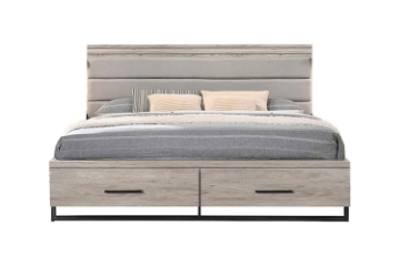 Picture of WESTDEN Storage Bed Frame with LED Lighting Nightstand Combo Set in Queen/King Size