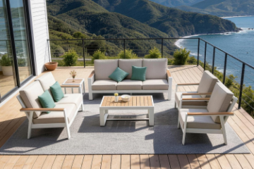 Picture of BONDI 6PC Aluminium Outdoor Lounge Sofa Set (White)