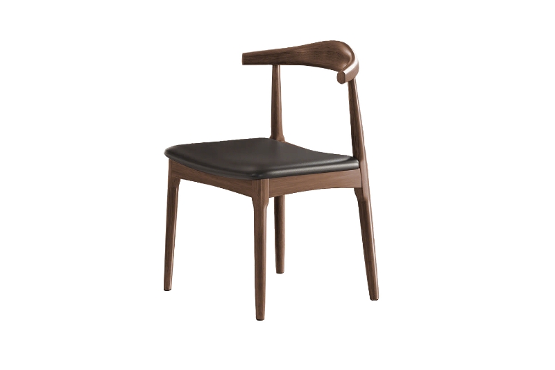 Picture of HORN Solid Wood Dining Chair with Black Cushion (Walnut) - Each