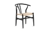 Picture of WISHBONE Solid Beech Wood Y Replica Chair (Black Frame-Beige Seat) - Each