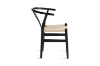 Picture of WISHBONE Solid Beech Wood Y Replica Chair (Black Frame-Beige Seat) - Each