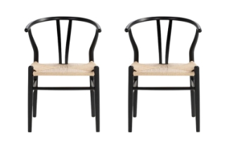 Picture of WISHBONE Solid Wood Y Replica Chair (Black) - 2 Chairs in 1 Carton