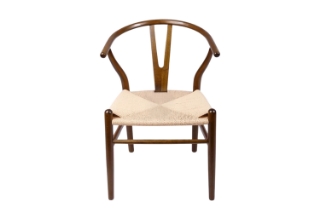 Picture of WISHBONE Solid Beech Wood Y Replica Chair (Walnut Frame-Beige Seat) - Each