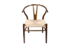 Picture of WISHBONE Solid Beech Wood Y Replica Chair (Walnut Frame-Beige Seat) - 2 Chairs in 1 Carton